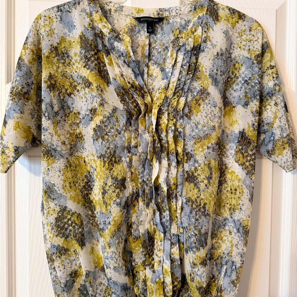 Banana Republic Yellow and Gray Blouse